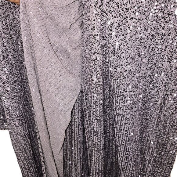 City Chic Razzle Sequin Wrap Dress L/20 Metallic Silver Long Sleeve Party NWT - Picture 6 of 8